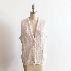 Isle of Cotton Vintage 100% Cotton Size M Off White Textured Knit Vest USA Made
